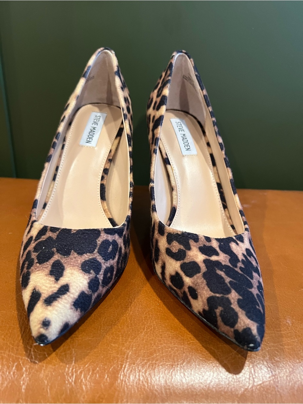 Steve Madden Leopard-Print Pointed Toe Pumps in Brown and Black